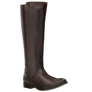 FRYE Melissa Stud Back Zip Riding Boot Chocolate